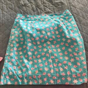 Vintage Lilly blue w pink turtle print skirt!!!